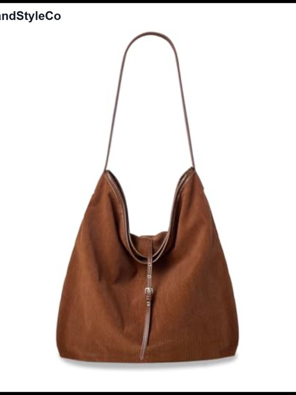 Large Slouchy Corduroy Hobo Bag with Vegan Leather Strap, Casual Shoulder Tote,